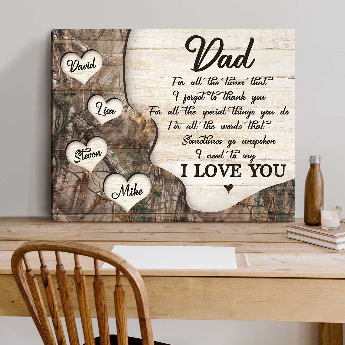 Personalized Thank You Dad Canvas / Poster - Father’s Day Gift with Kids’ Names