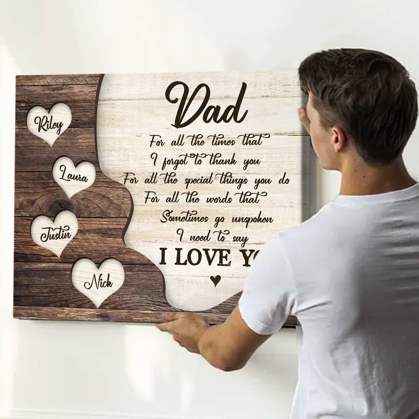 Personalized Thank You Dad Canvas / Poster - Father’s Day Gift with Kids’ Names