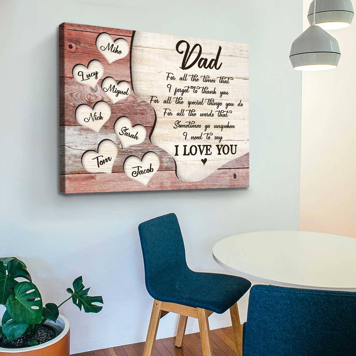 Personalized Thank You Dad Canvas / Poster - Father’s Day Gift with Kids’ Names