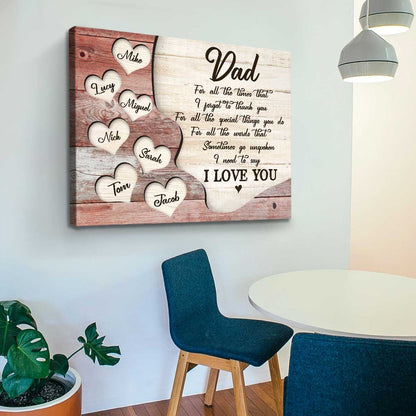 Personalized Thank You Dad Canvas / Poster - Father’s Day Gift with Kids’ Names