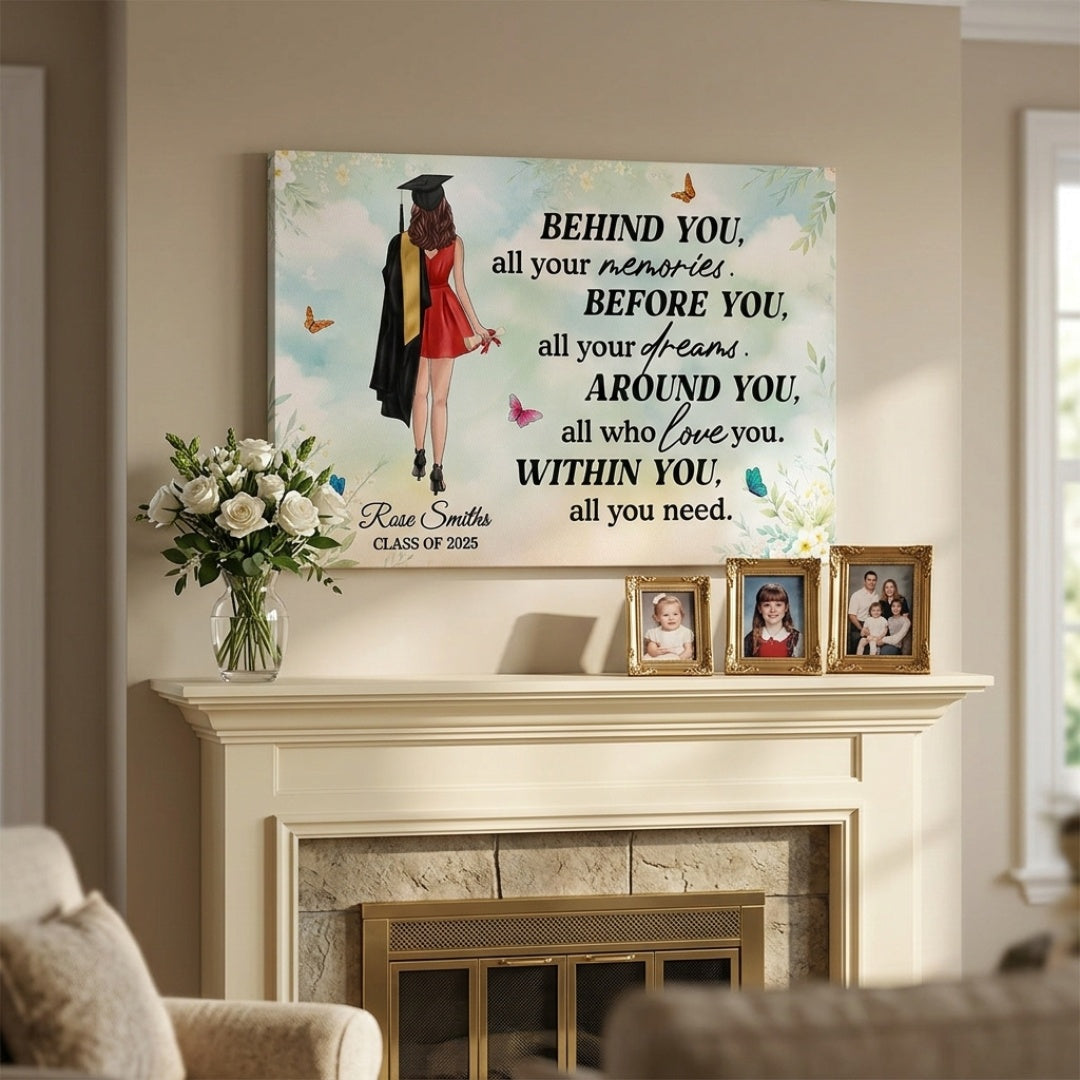 Custom Graduation Canvas Gift: 'Memories, Dreams & Love' For Grads