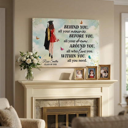 Custom Graduation Canvas Gift: 'Memories, Dreams & Love' For Grads