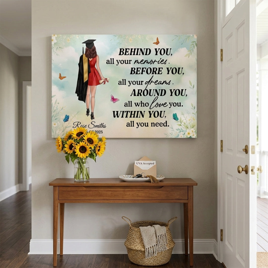 Custom Graduation Canvas Gift: 'Memories, Dreams & Love' For Grads