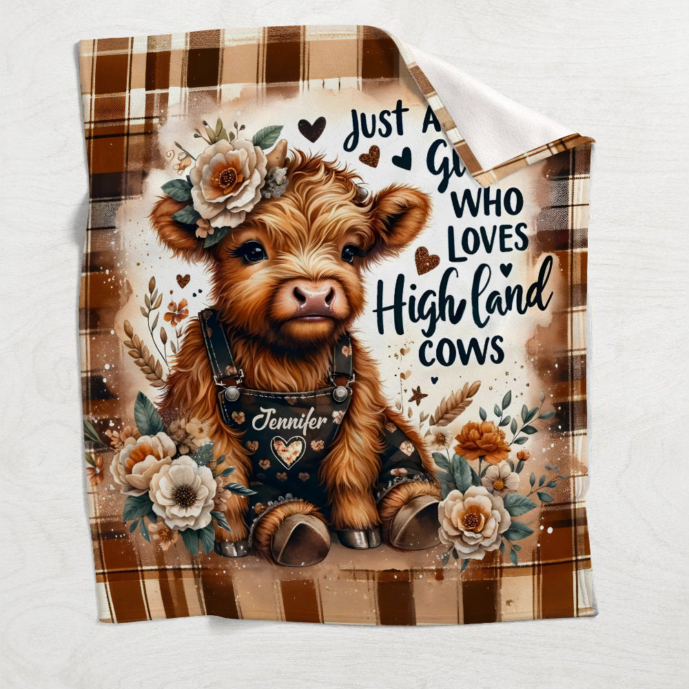 Personalized Highland Cow Blanket personalization view for Mom