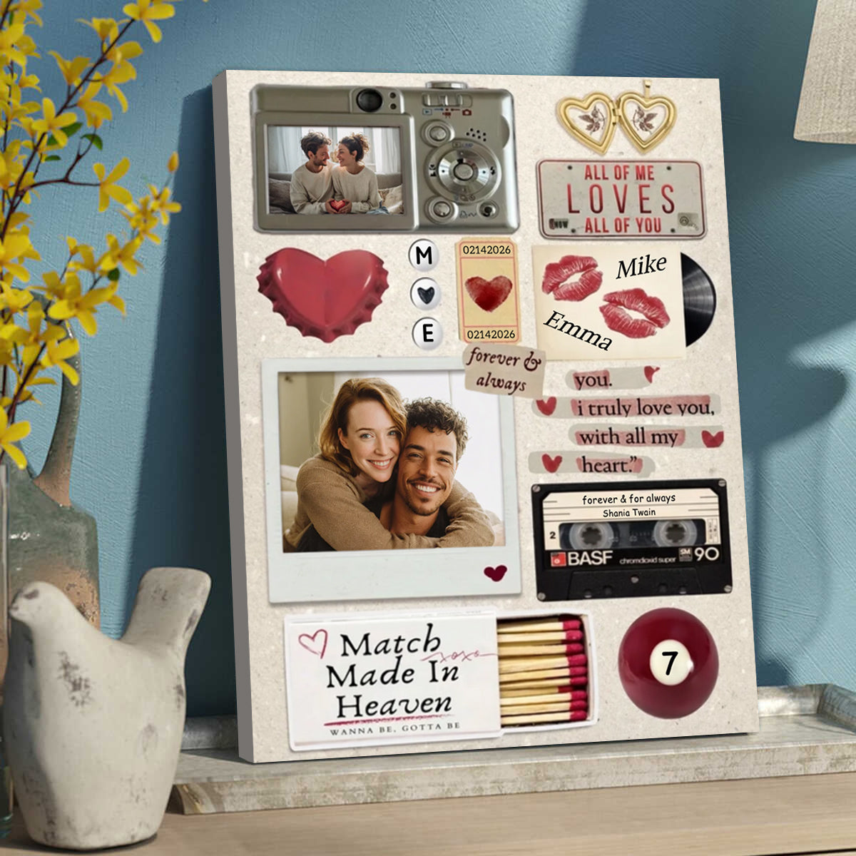 Personalized Custom Couple’s Memory Scrapbook Canvas / Poster - Anniversary & Valentine’s Day Gift