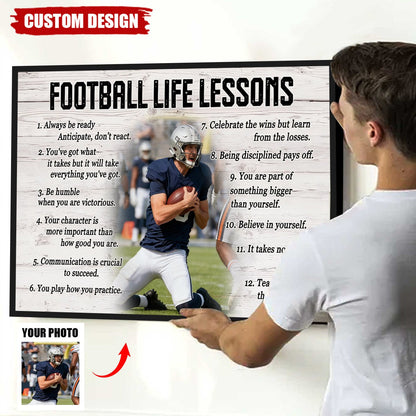 Personalized Custom Photo Football Life Lessons Poster / Canvas - Custom Gift For Football Lover
