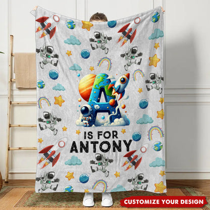 Monster Truck Astronaut Letter - Personalized Custom Kid Blanket