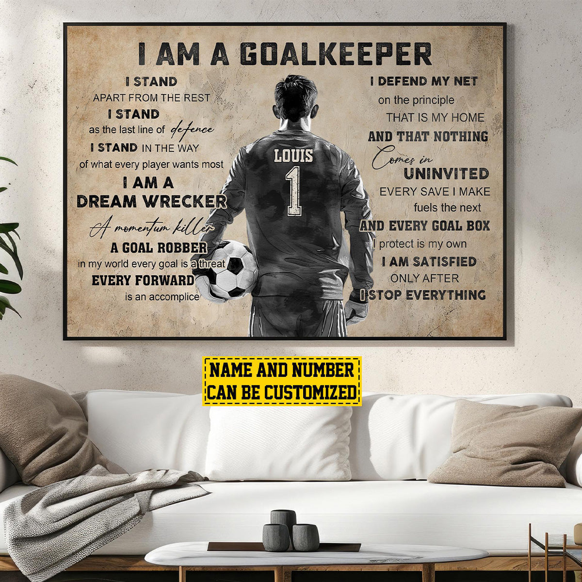 Personalized Soccer Goalkeeper Poster / Canvas - Gift For Soccer Lovers