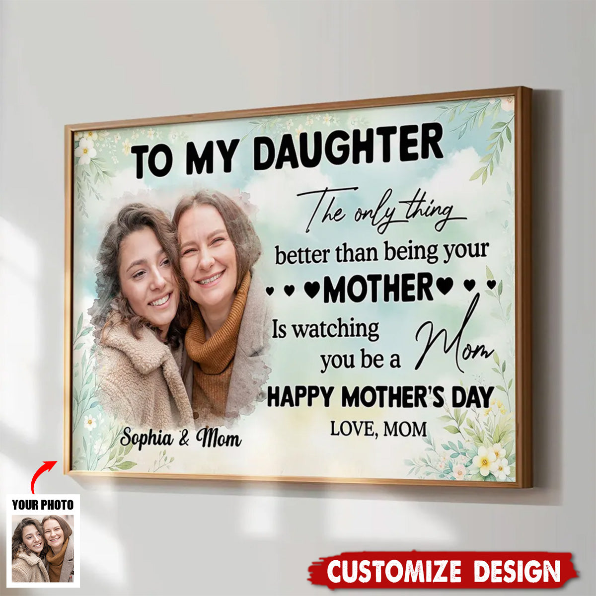Personalized Photo Canvas for Daughter: "Watching You Be a Mom" Gift