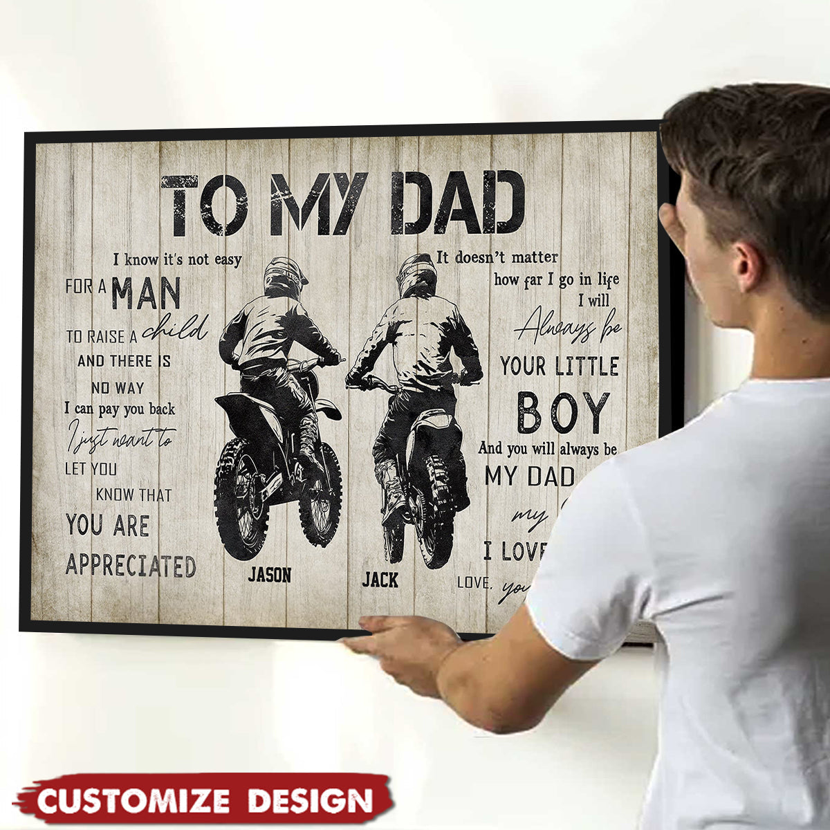 Personalized Motocross Dad Son Poster / Canvas - Custom Birthday & Father’s Day Gift