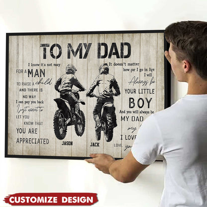 Personalized Motocross Dad Son Poster / Canvas - Custom Birthday & Father’s Day Gift