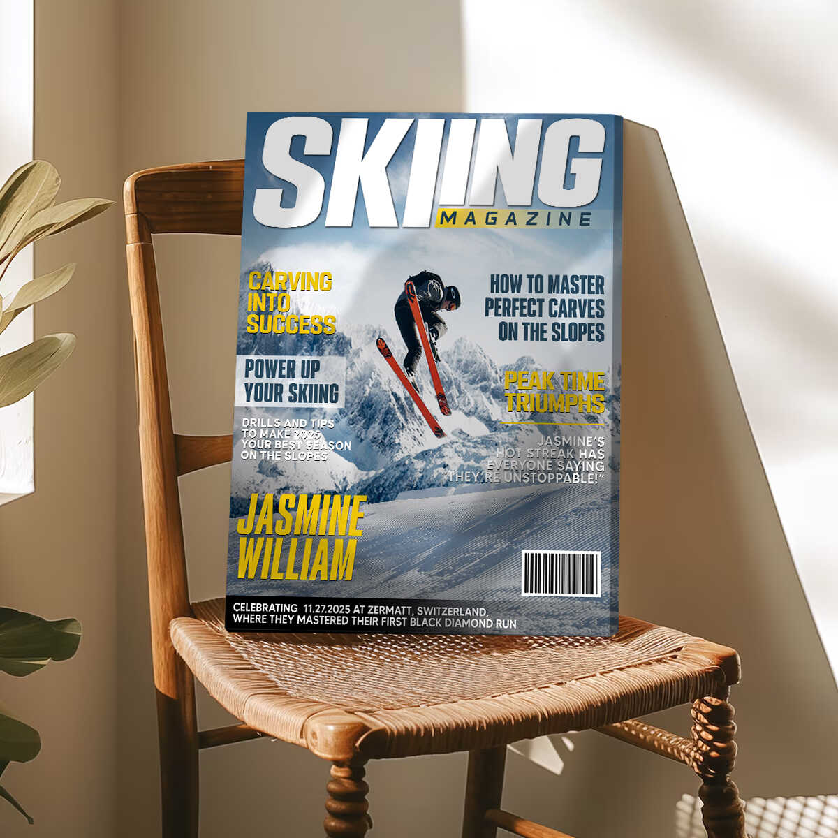 Custom Skiing Magazine Cover for Son/Grandson with personalized design details for meaningful gifting image 7