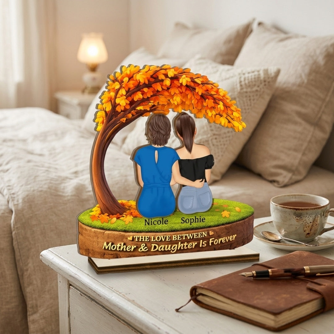 The Love Between Mother & Daughter - Personalized Custom Shaped 2-Layered Wooden Plaque