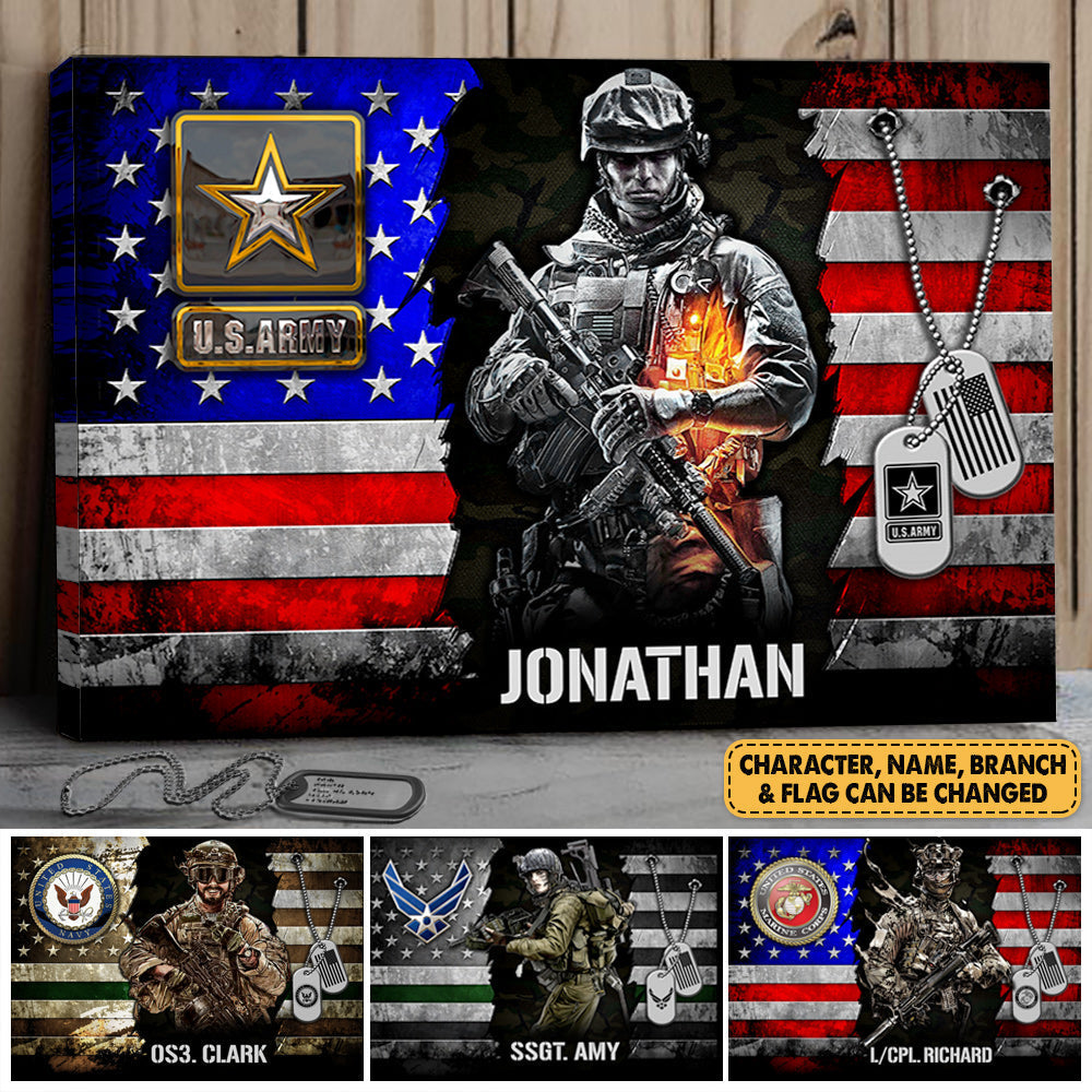Custom Military Tribute Canvas / Poster: Personalized Wall Art for Veterans