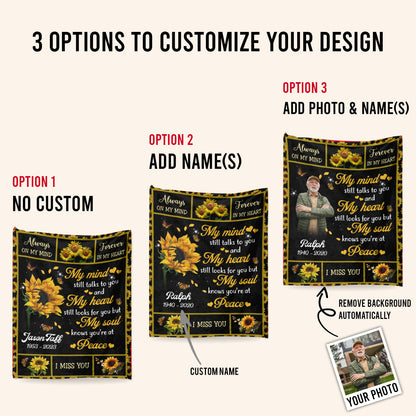 Sunflower My Mind Still Talk To You - Personalized Blanket - Memorial 1694404126131.jpg
