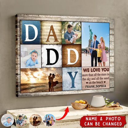 "Love You to the Stars" Custom Daddy Photo Collage Canvas / Poster - The Heartfelt Father's Day Keepsake