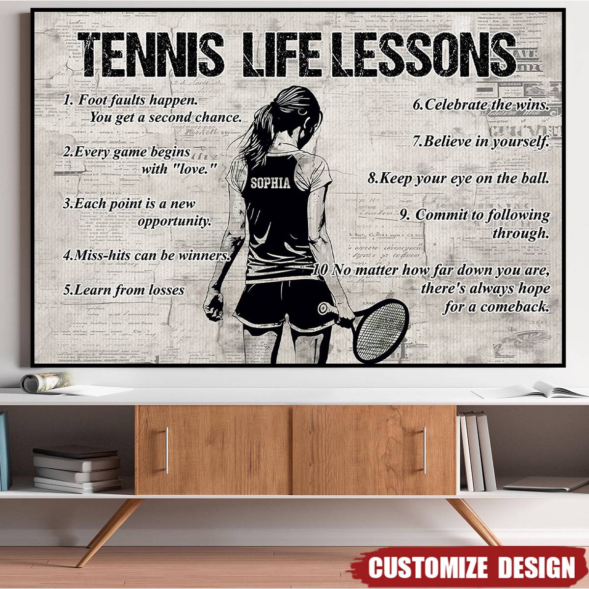 Personalized Tennis Life Lessons Poster / Canvas - Custom Gift For Tennis Lovers