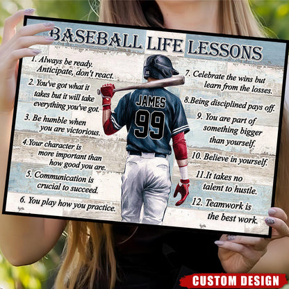 Personalized Baseball Life Lessons Poster / Canvas - Custom Gift For Baseball Lover