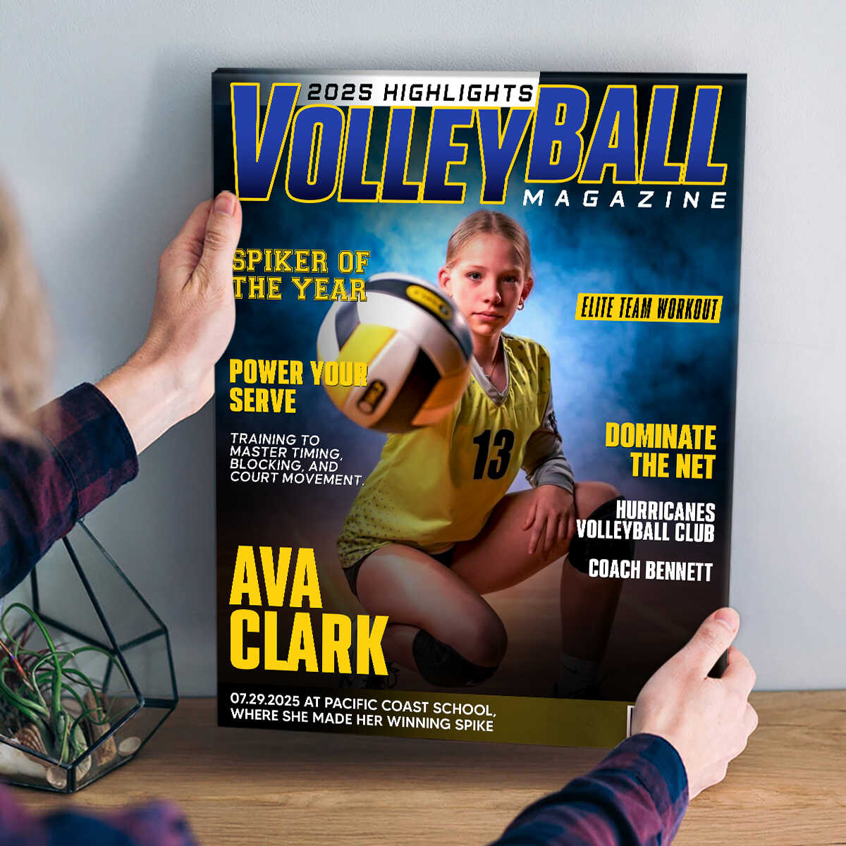 Personalized Volleyball Magazine Cover Poster / Canvas - Custom Gift for Players