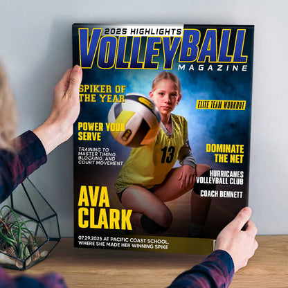 Personalized Volleyball Magazine Cover Poster / Canvas - Custom Gift for Players