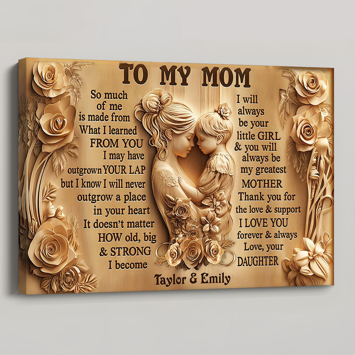 Mother and Daughter Bond With Flowers - Personalized Custom Poster / Canvas To My Mom