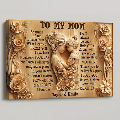 Mother and Daughter Bond With Flowers - Personalized Custom Poster / Canvas To My Mom