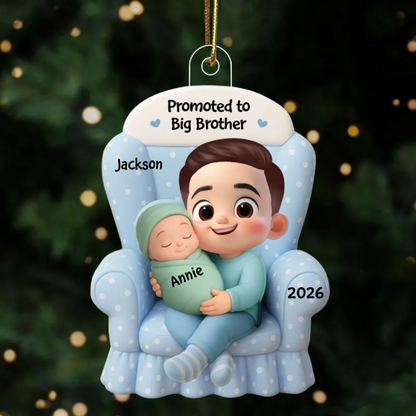 Promoted to Big Sister Brother - Personalized Baby Announcement Acrylic Ornament