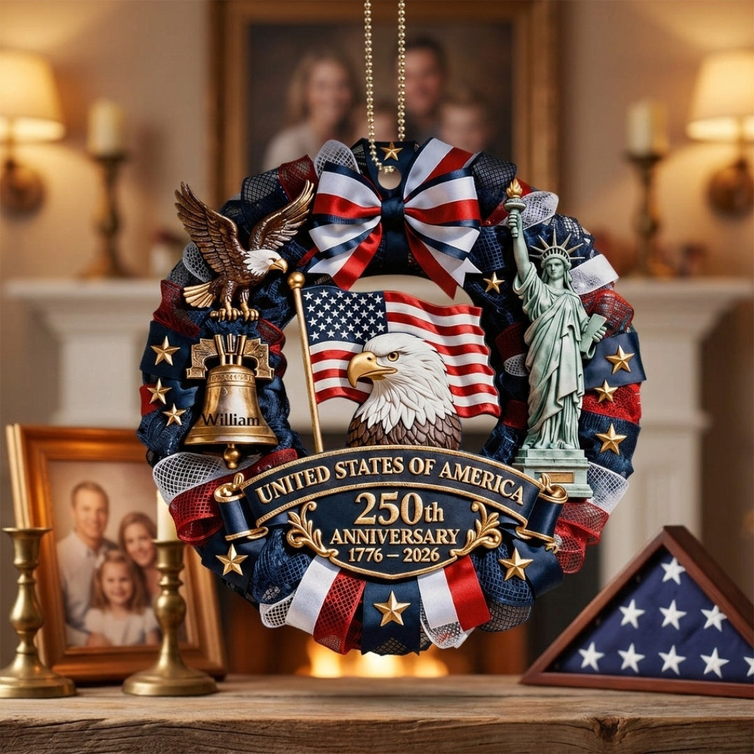 US 250th Anniversary - Personalized Patriot Car Ornament