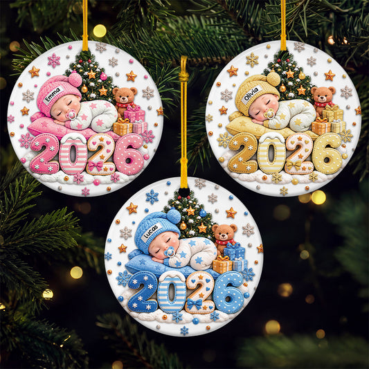 Baby's First Christmas 2026 Personalized Ceramic Ornament - Keepsake Holiday Gift for New Mom