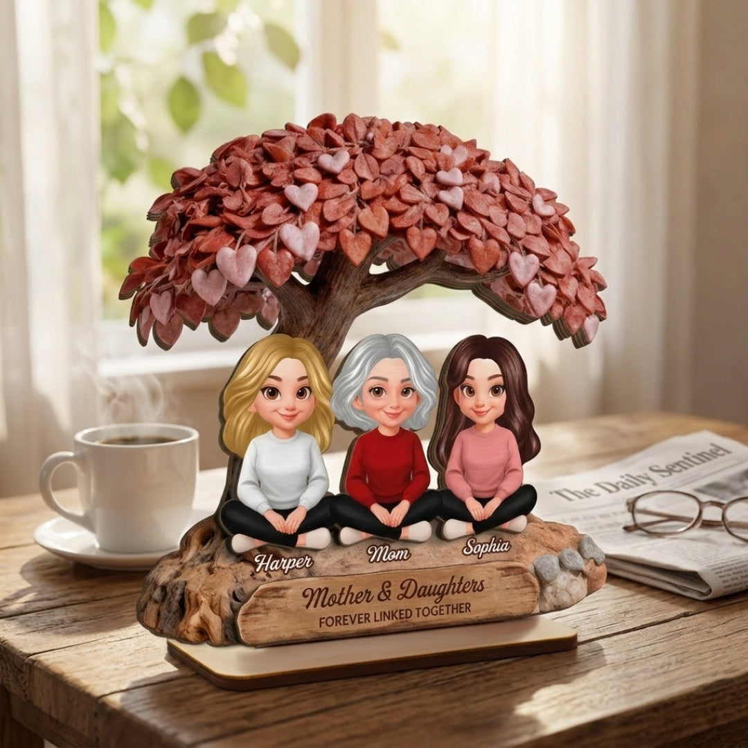 Mother & Daughters - Forever linked together - Personalized Plaque - Gift For Mom