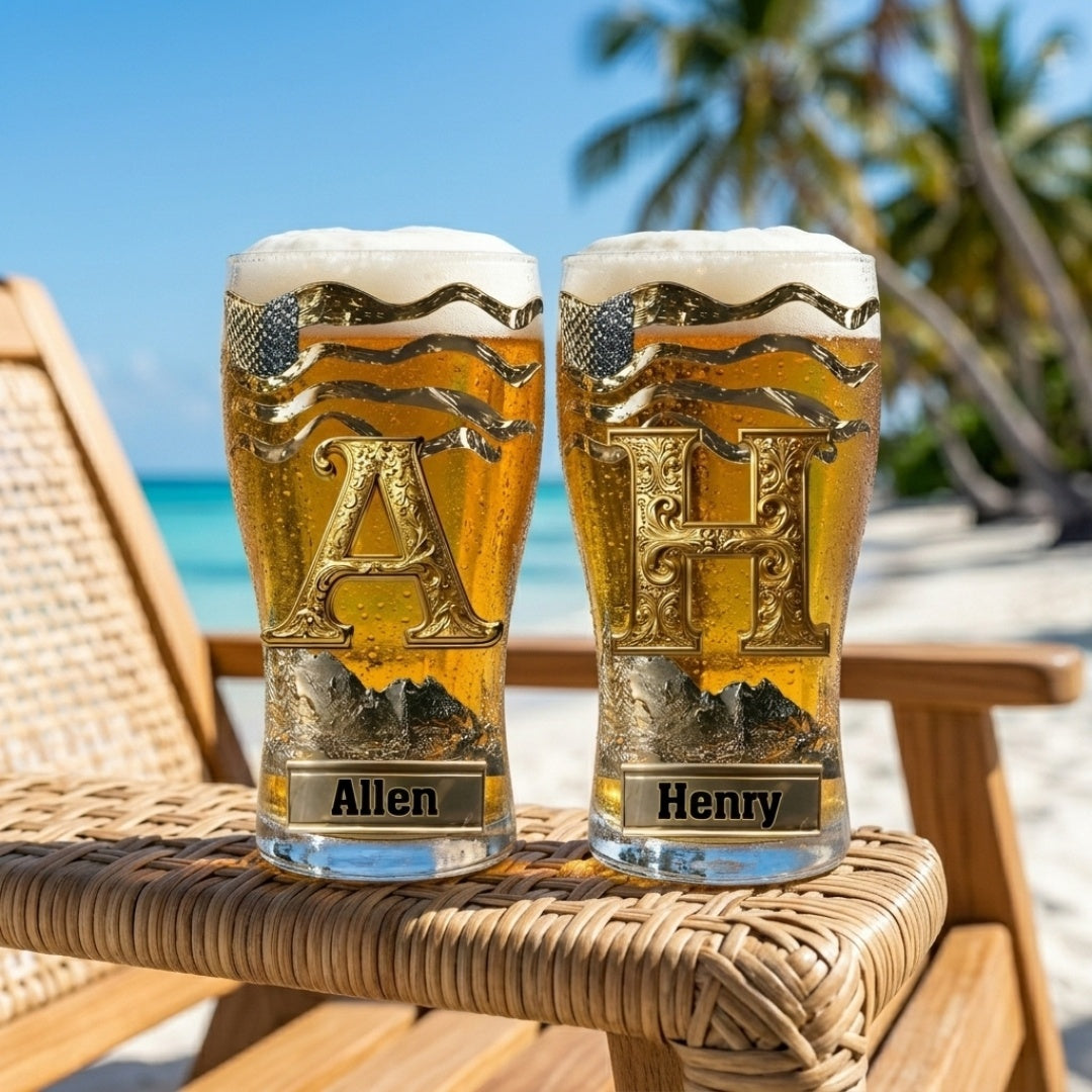 Custom Initial Name Letter - Personalized Beer Glass