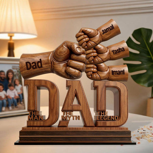 Custom Dad Fist Bump Acrylic Plaque for Dad with personalized design details for meaningful gifting
