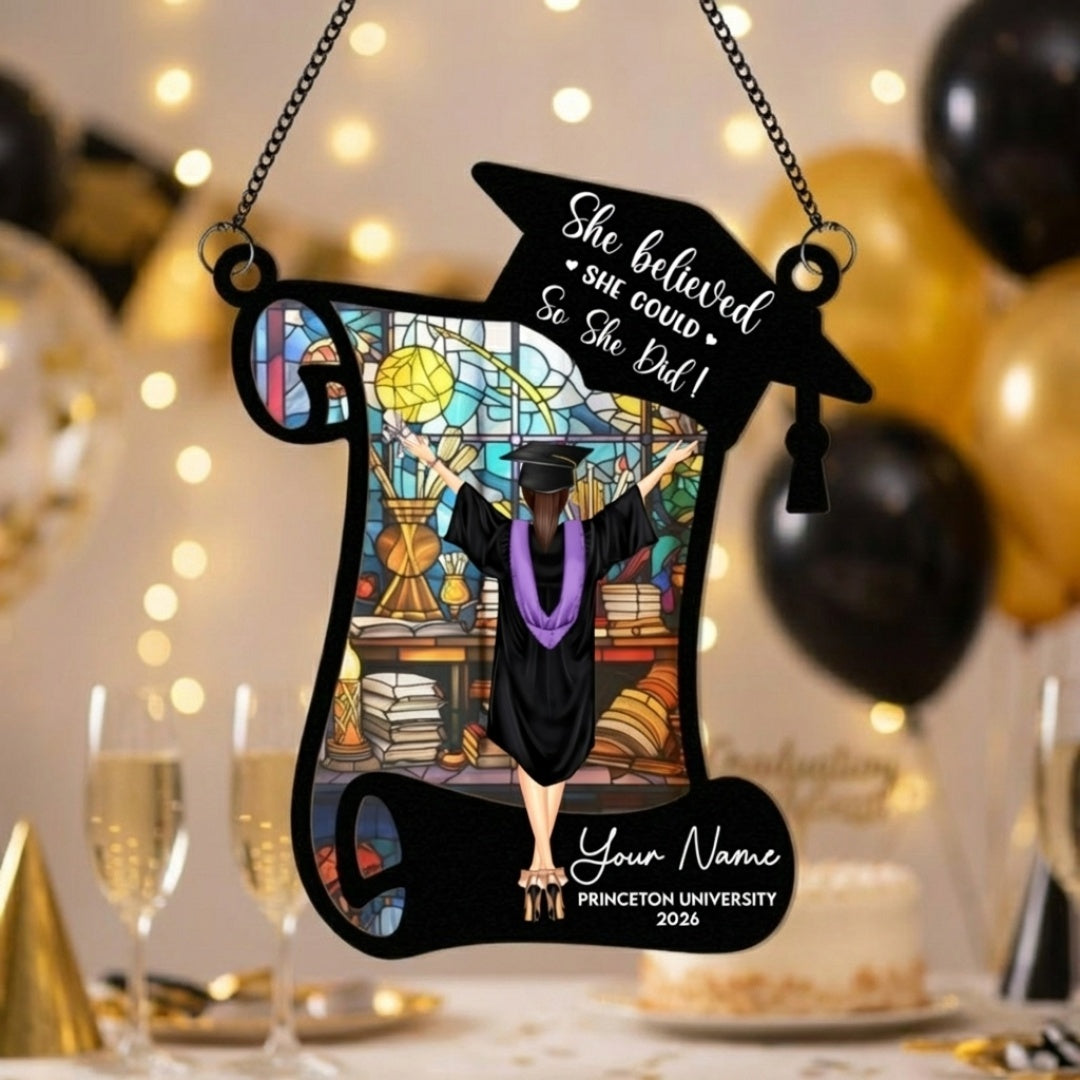 Personalized Graduation Suncatcher: 'She Believed She Could So She Did!'