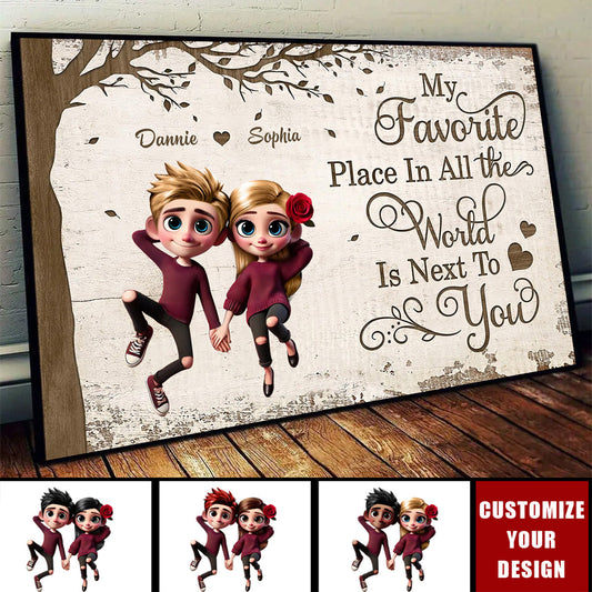 Personalized Customized Rose Couple Poster / Canvas -  Custom Valentine's Day Gift For Her For Him