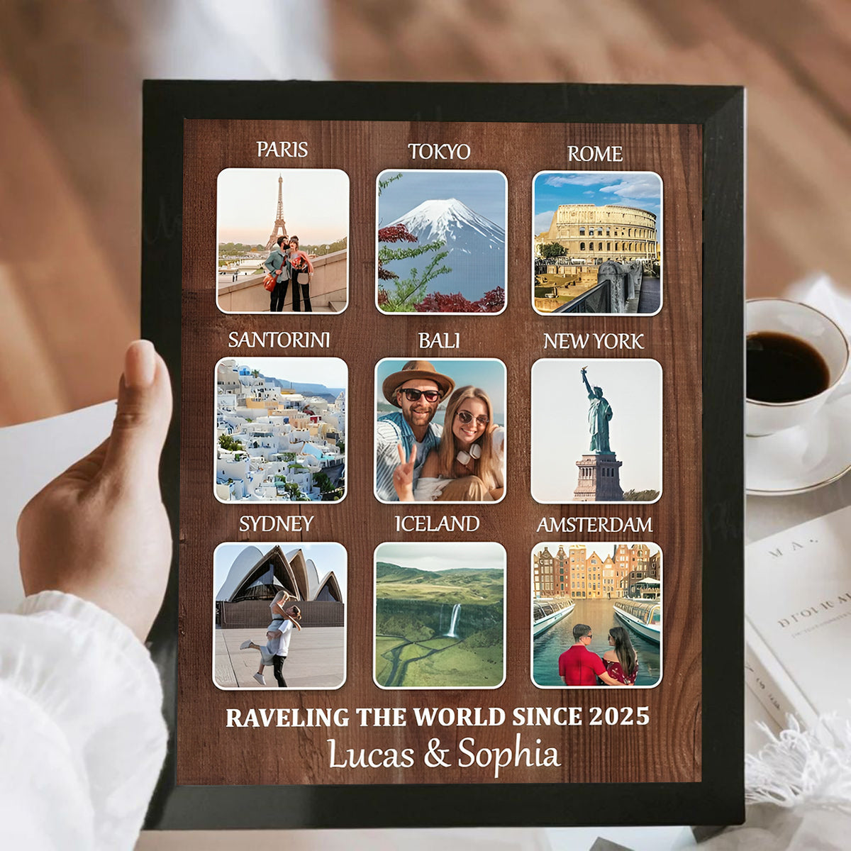 Personalized Travel Memories Collage Canvas / Poster - Custom Souvenir Gift For Travel Lovers