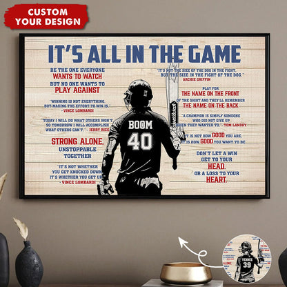 “It’s All In The Game” Personalized Cricket Poster / Canvas - Custom Gift for Boy & Girl Players