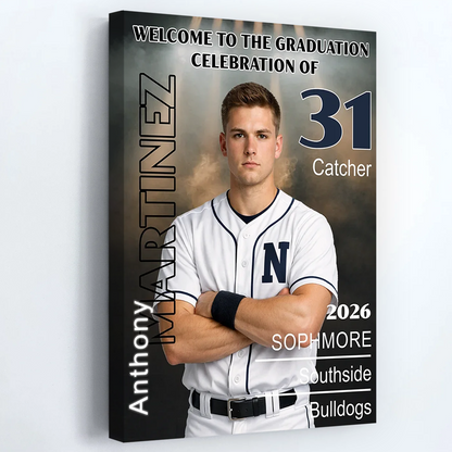 "Welcome to the Graduation Celebration of" - Custom Sports Graduation Welcome Canvas / Poster