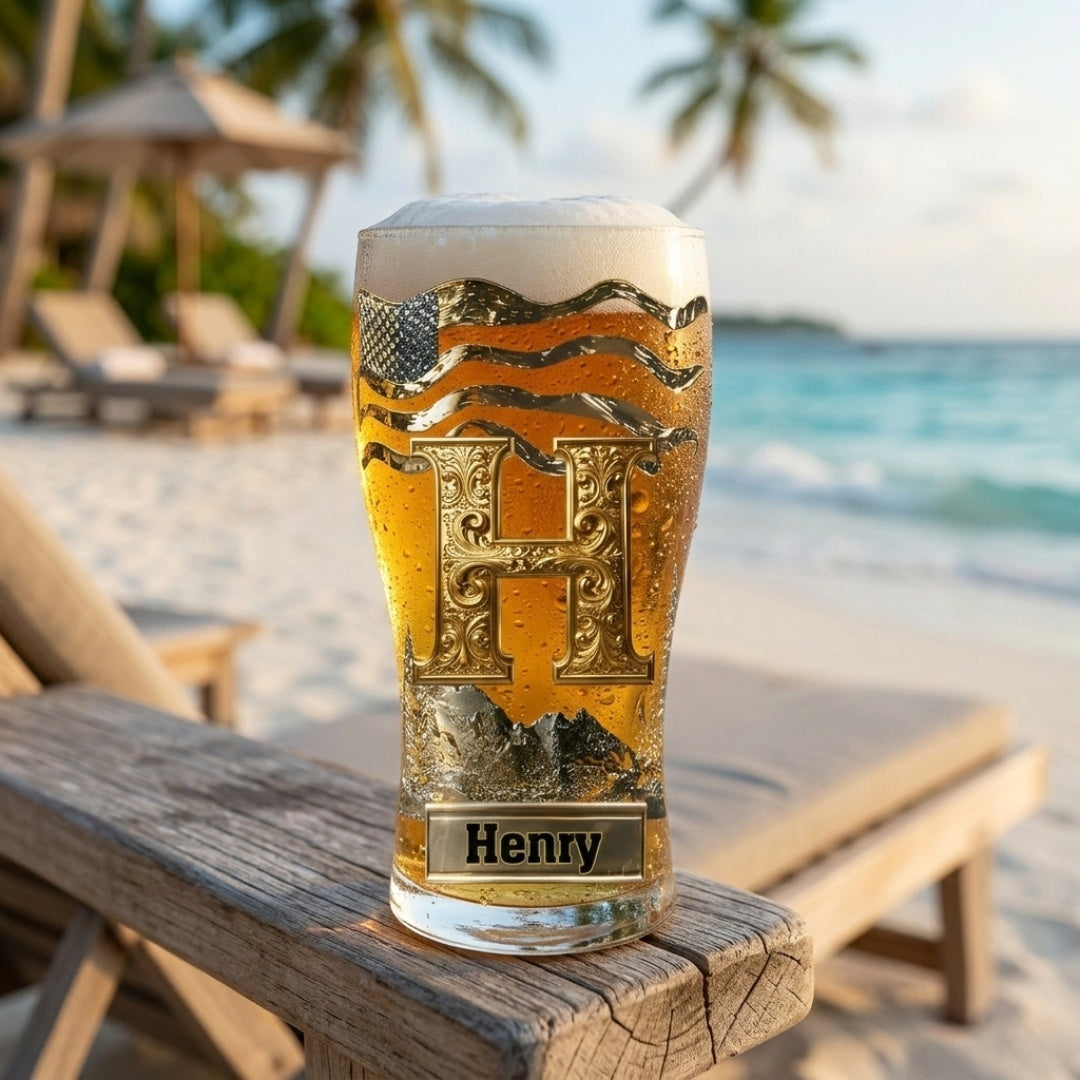 Custom Initial Name Letter - Personalized Beer Glass