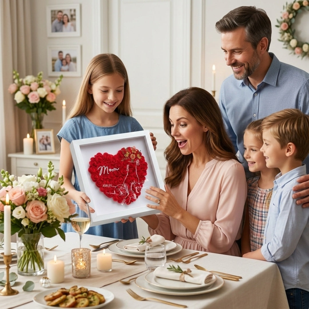 Personalized Custom Flower Shadow Box -  Mothers Day Gifts For Mom/Grandma