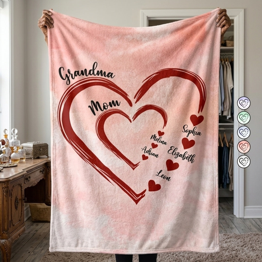 “Sweethearts” Personalized Blanket - Custom Gift for Mom & Grandma