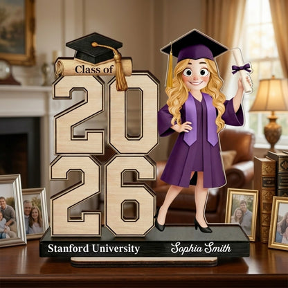 Graduation Cute Cartoon - Personalized Wooden Plaque