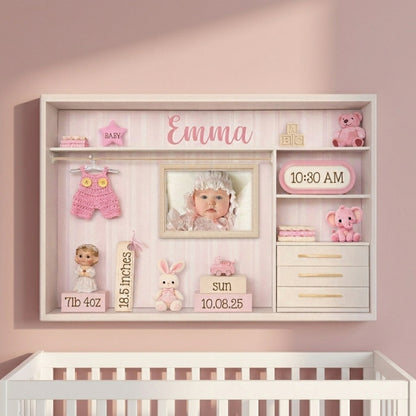 Baby Birth Announcement Photo Canvas / Poster - Personalized Custom Nursery Wall Art