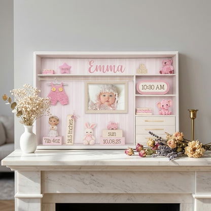 Baby Birth Announcement Photo Canvas / Poster - Personalized Custom Nursery Wall Art