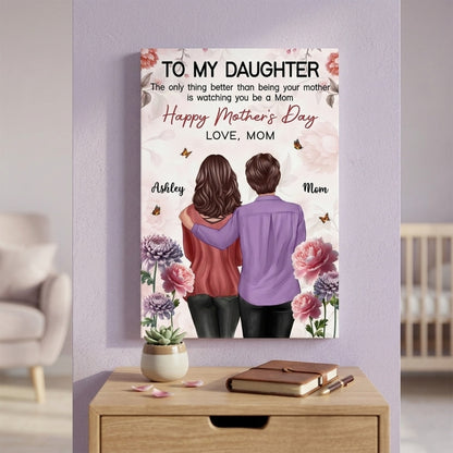 “To My Daughter” Birth Month Flower Poster / Canvas - Personalized Floral Wall Art in Pink Tone