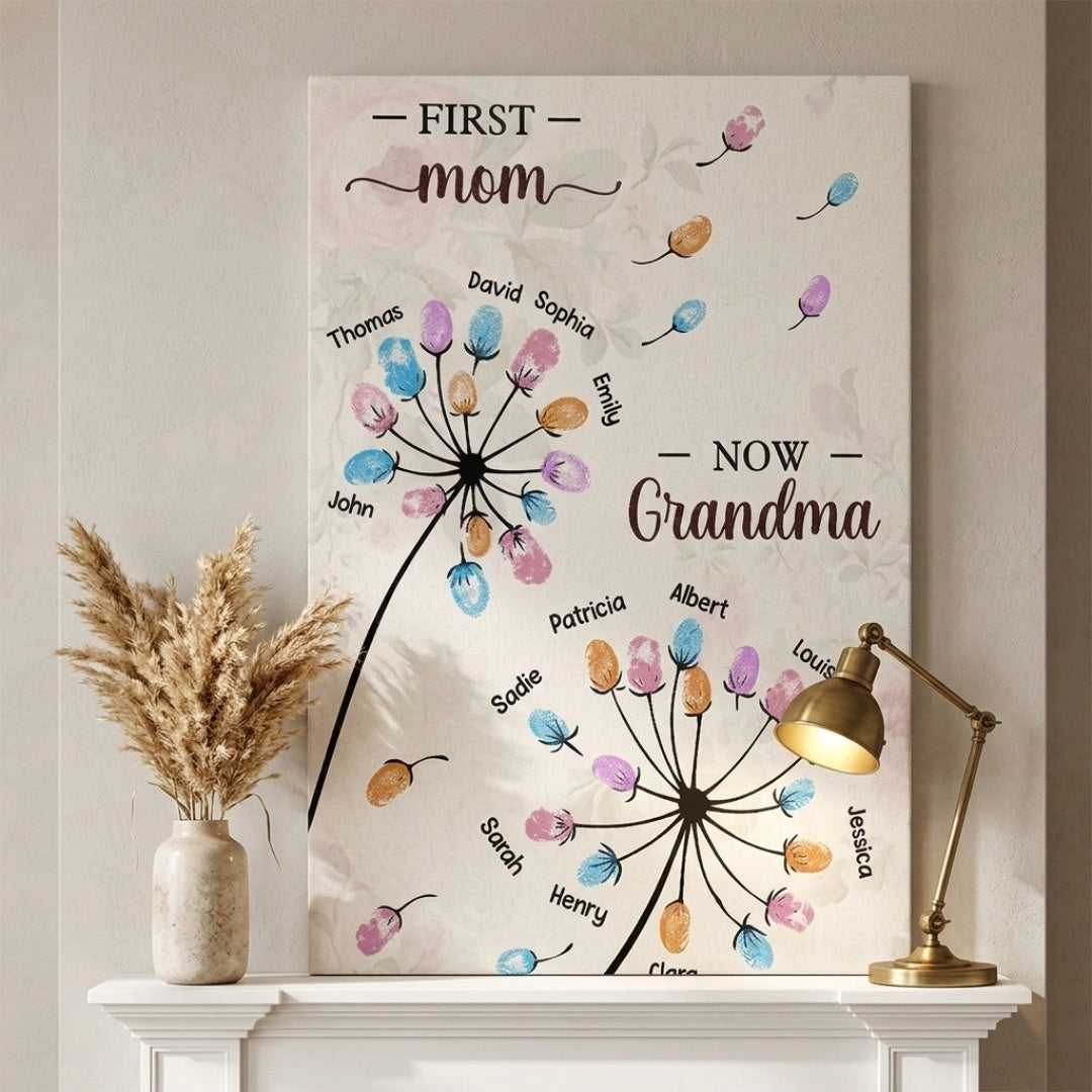 Grandma’s Dandelion Flower Poster / Canvas - Personalized Custom Gift from Grandkids