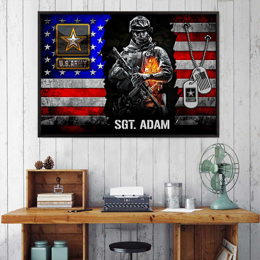 Custom Military Tribute Canvas / Poster: Personalized Wall Art for Veterans