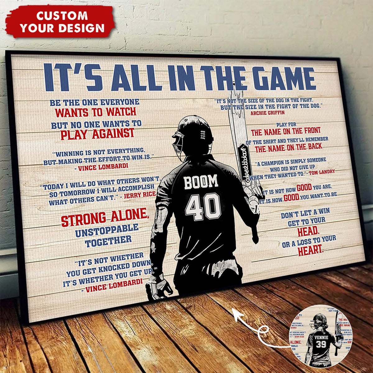 “It’s All In The Game” Personalized Cricket Poster / Canvas - Custom Gift for Boy & Girl Players