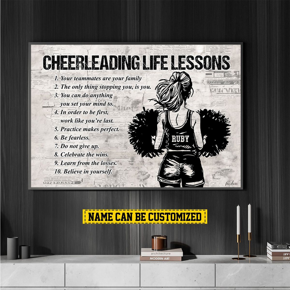 “Cheerleading Life Lessons” Personalized Poster / Canvas - Gift for Girls & Cheerleading Lovers