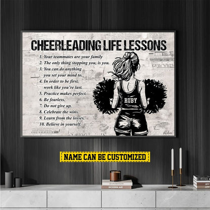“Cheerleading Life Lessons” Personalized Poster / Canvas - Gift for Girls & Cheerleading Lovers