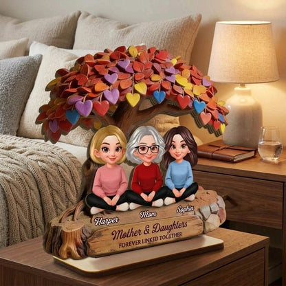 Mother & Daughter - Forever Linked Together - Personalized Plaque - Heartfelt Bond Gift